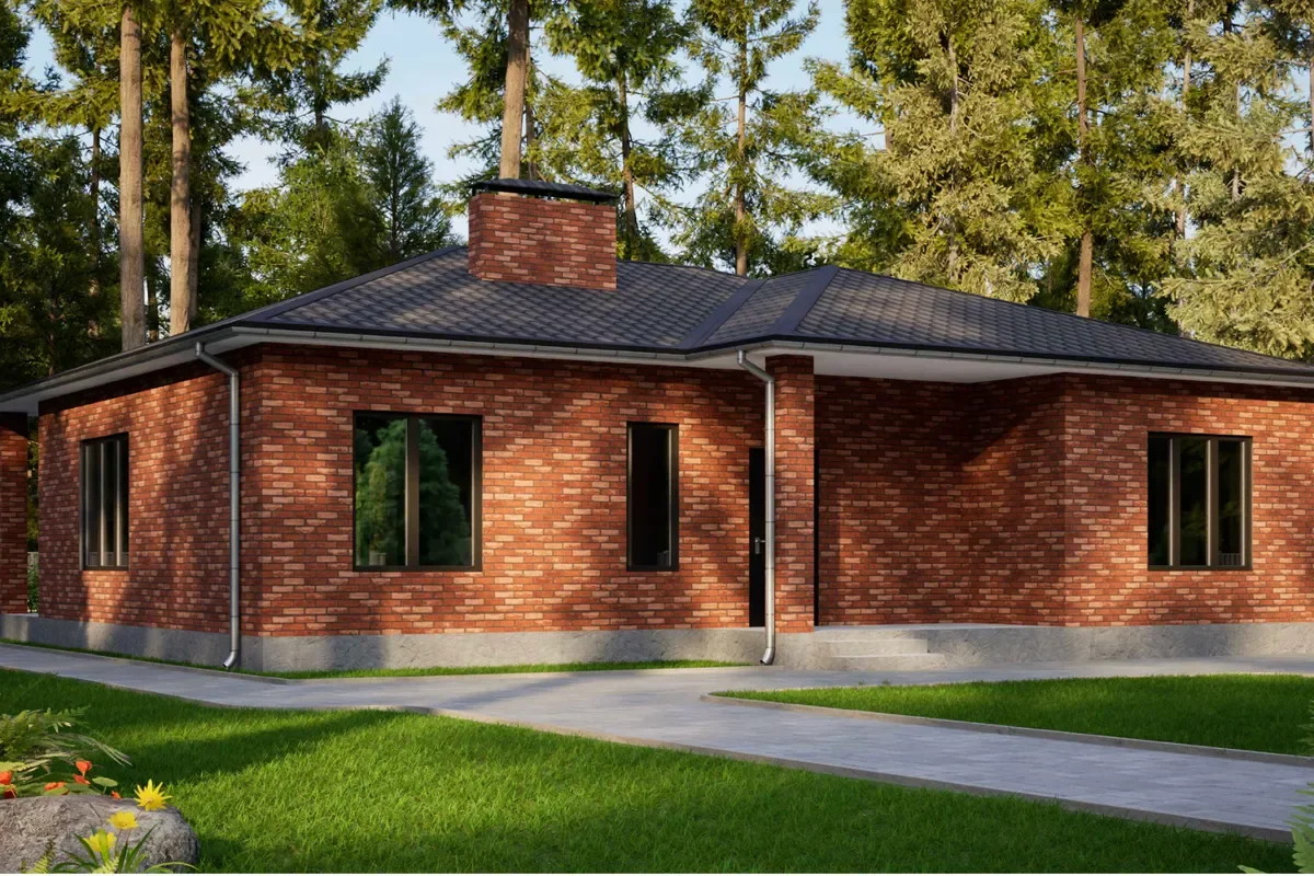 Дом под ключ 128 м² с кухней-гостиной 39 м²: Рендер проекта