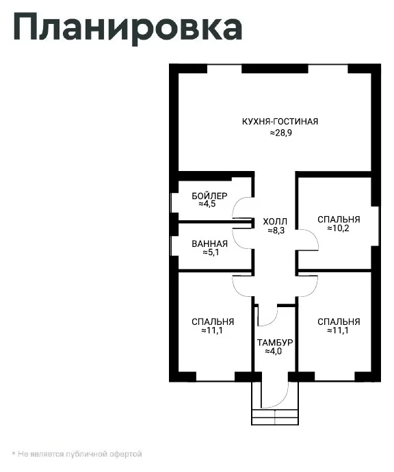 Семейный дом под ключ 84 м² с тремя спальнями: Планировка проекта