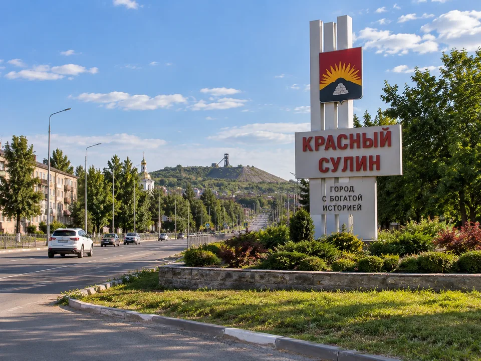 Въездная стела с надписью «Красный Сулин»